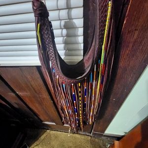 Heavily Fringed ( front and back) Crossbody Leather Purse